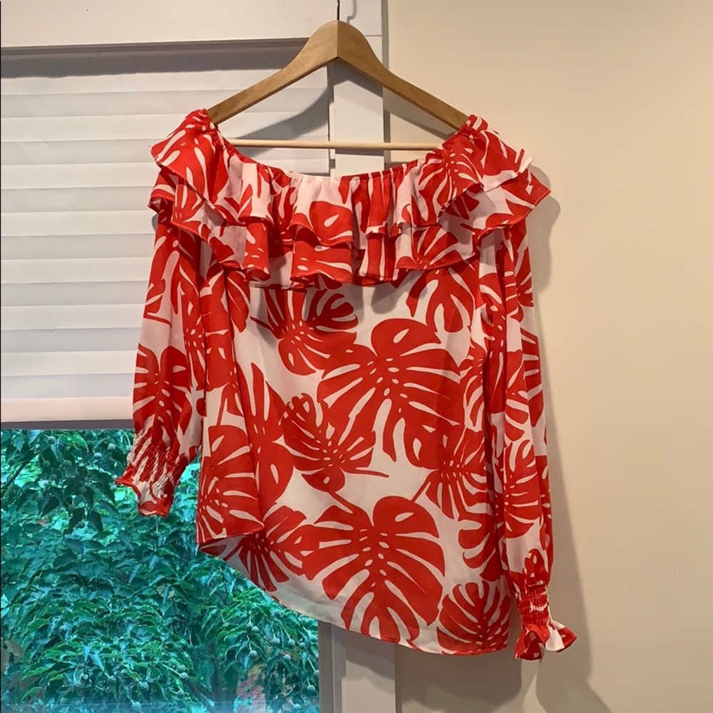 Ella moon shoulder off Medium white and red